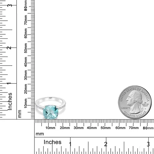 Vista 78 de Gem Stone King Anillo de compromiso de plata de ley 925 con piedra preciosa de corte cojín de 0.39 pulgadas Anillo de compromiso de aniversario