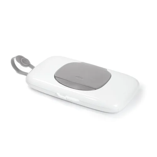 Vista 2 de OXO Dispensador de toallitas Tot Perfect Pull color azul marino, 1 unidad (paquete de 1) y dispensador de toallitas Tot On-The-Go - gris, 1 unidad