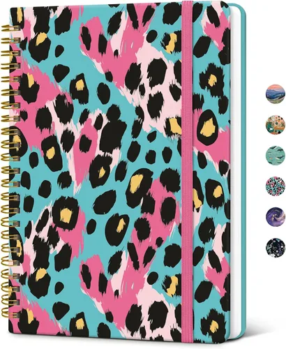Vista 28 de Taja Cuaderno de Diario en Espiral con Líneas para Mujeres, A5 Lindo Cuaderno de Tapa Dura con Rayas Universitarias para Trabajo y Toma de Notas