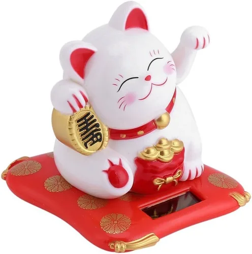 Vista 4 de Tyenaza Gato agitando, brazo agitador de gato de la suerte, gato chino japonés de la suerte, gato de la suerte, alimentado por energía solar, lindo