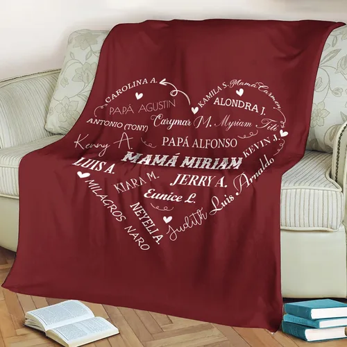 Vista 2 de Mantas personalizadas con el nombre, para bebés, niños y adultos, mamá, abuela, abuelo. Manta personalizada con tus nombres. Manta personalizada