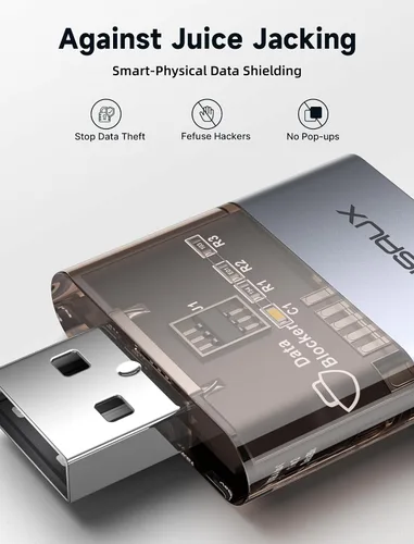 Vista 4 de JSAUX Bloqueador de datos USB (paquete de 2), transparente, 2 en 1, USB A macho a USB A y USB C hembra, solo para carga, protege contra juice