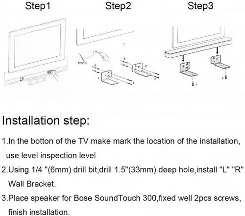 Vista 6 de Dinghosen Soporte de pared para barra de sonido debajo de TV, para Samsung, Sony, LG, Vizio, Bose, Onn, JBL, Polk Audio, TCL, Yamaha, Sonos, RCA