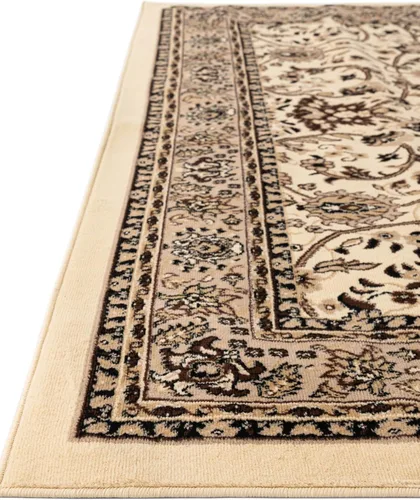 Vista 6 de Unique Loom Kashan Collection - Alfombra tradicional con diseño floral, color negro Marfil/negro