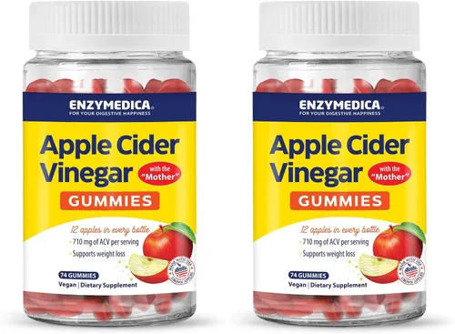 Vista 10 de Enzymedica Suplemento de vinagre de sidra de manzana para mujeres y hombres, gomitas de vinagre de sidra de manzana con madre, 1000 mcg de vitamina