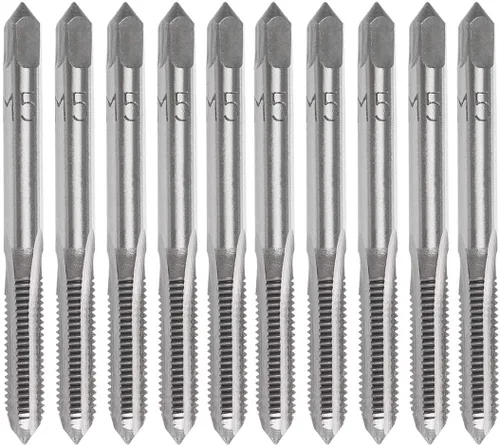 Vista 8 de M3 x 0.020 in máquina de grifo HSS métrico mano derecha rosca 3 flautas rectas Taper y enchufe (10 piezas)