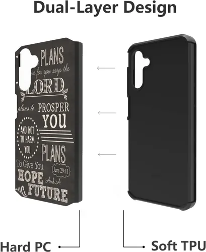 Vista 4 de Funda para Galaxy A13 5G, 2 en 1 híbrida de policarbonato duro y silicona suave, resistente, doble capa, a prueba de golpes, funda de protección