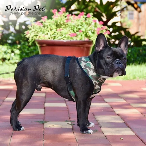 Vista 5 de Arnés para perro Parisian Pet - Arnés de libertad ajustable - Chaleco para perro de camuflaje verde - Arnés para perro de 100% tela de malla
