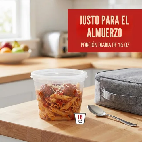 Vista 8 de Mr Miracle Recipientes transparentes de 16 onzas con tapas. Paquete de 12 recipientes herméticos de plástico reutilizables para alimentos