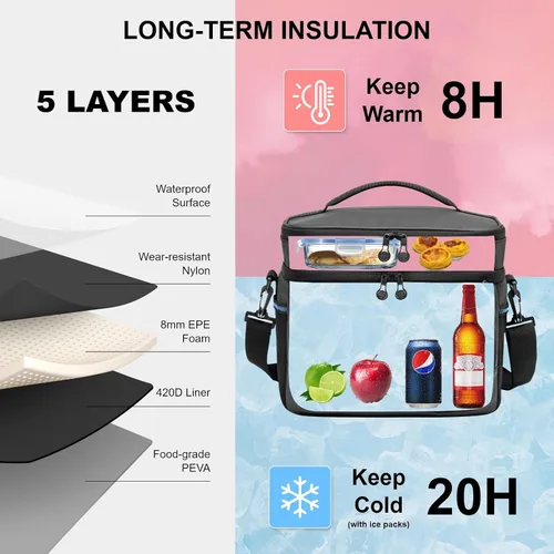 Vista 2 de EVERFUN Small Compact Cooler Bag 24/48 Can Insulated Lunch Box Double Deck Soft Leak-Proof Waterproof Collapsible Ice Chest for Men Women Work