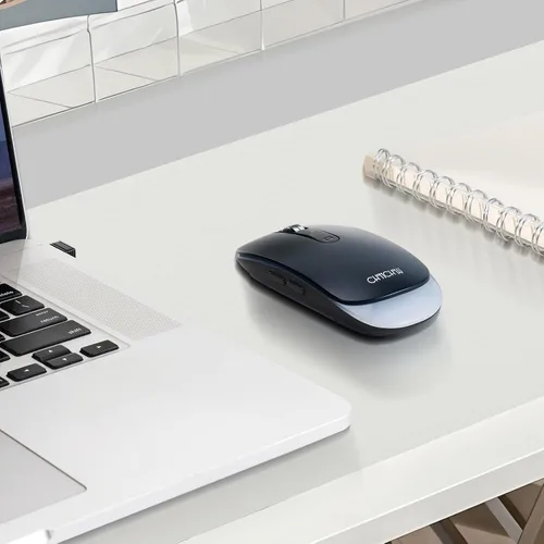 Vista 7 de Ratón LED inalámbrico recargable 2.4GHzBluetooth Método de conexión múltiple silencioso delgado con batería intercambiable grande 1600DPi USB