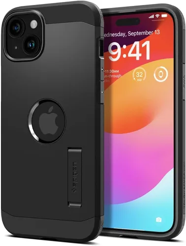 Vista 4 de Spigen Tough Armor MagFit Funda Diseñada para iPhone 15 (2023) [Soporte] [Protección de Grado Militar] Compatible con MagSafe - Negro