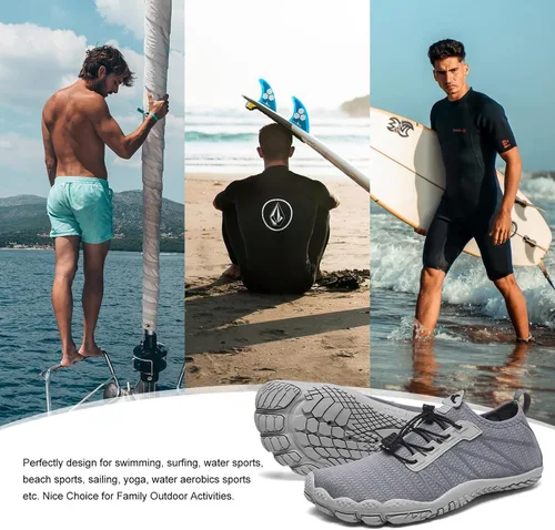 Vista 6 de HIITAVE - Zapatos acuáticos y con sensación de pies descalzos para hombre, calcetines acuáticos de secado rápido para deportes al aire libre