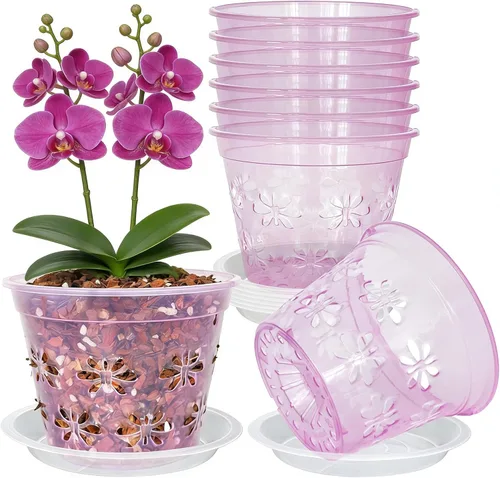 Vista 17 de Macetas transparentes para orquídeas, paquete de 8 unidades, 5 pulgadas