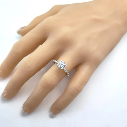 Vista 3 de NANA Jewels - Anillo de compromiso de plata de ley con diamantes de imitación, solitario redondo de 1,00 a 4,00 quilates