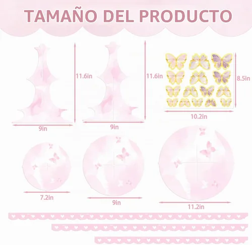 Vista 3 de Soporte para cupcakes de mariposa de 3 niveles, torre de postre