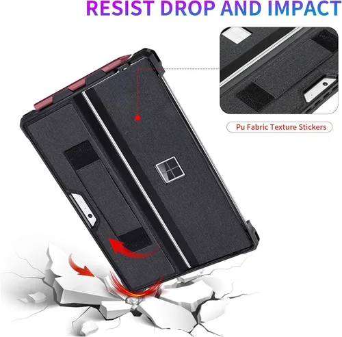 Vista 4 de Funda protectora resistente para Microsoft Surface Pro 7+/7/6/5/4/LTE de 12.3", con soporte para lápiz capacitivo y correa de mano, compatible