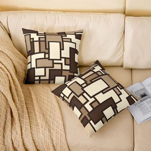 Vista 118 de Juego de 2 fundas de almohada abstractas de 16 x 16 pulgadas para niños, niñas, adolescentes, decoración de dormitorio, moderna a rayas, decoración