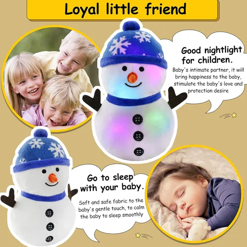 Vista 4 de BSTAOFY Muñeco de nieve musical con luces LED, animal de peluche navideño que se ilumina, juguete de peluche suave y adorable que canta, compañeros