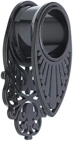 Vista 4 de Piercing dilatador de acero quirúrgico 316L, color dorado, plateado y negro