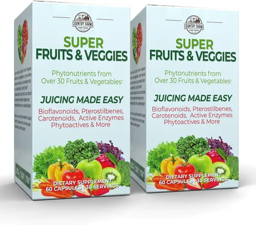 Vista 8 de Country Farms Super Fruit and Veggies Capsules, suplemento alimenticio integral, potente antioxidante, apoya la energía, la salud inmunológica