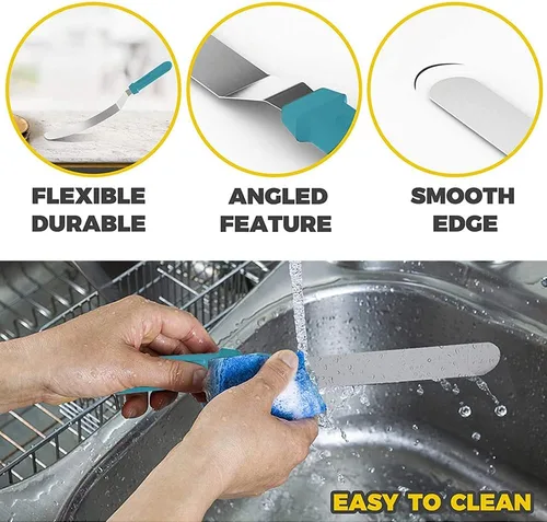 Vista 5 de Utoolmart Espátula de glaseado doblada de 6 pulgadas, cuchillas de acero inoxidable en ángulo para hornear, decoración de tartas, espátulas