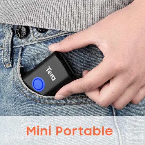 Vista 8 de Tera - Escáner de código de barras inalámbrico 1D láser mini de bolsillo impermeable 3en1 compatible con Bluetooth USB con cable portátil lector