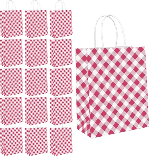 Vista 8 de ECOHOLA Bolsa de papel de 4 colores, 16 bolsas de regalo pequeñas, bolsa de regalo envuelta con asas para cumpleaños, baby showers, manualidades