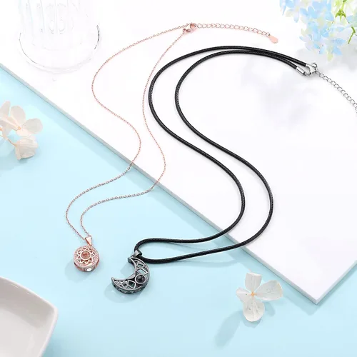 Vista 6 de UPROMI Collar de pareja para novio, novia, marido, hombre, alma gemela, aniversario, día de San Valentín, regalos para él y ella