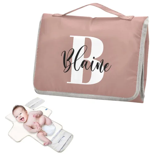 Vista 13 de Cambiador de pañales de bebé beige para niños pequeños, tapete portátil para cambiar pañales con bolsillo de almacenamiento para viajes, aparador