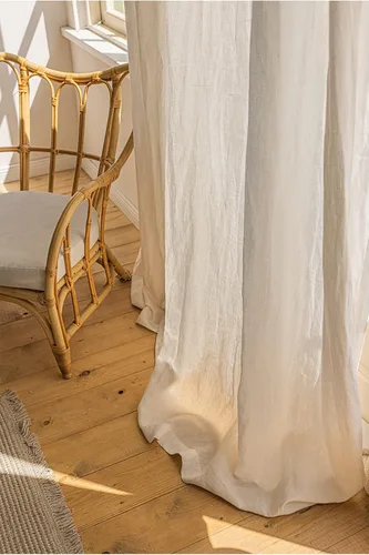 Vista 30 de Cortinas semitransparentes de 100 % lino para sala de estar, juego de cortinas largas plisadas de estilo bohemio neutro para decoración de casa