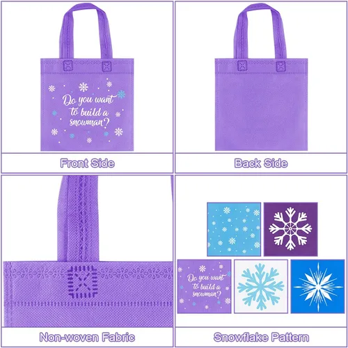 Vista 2 de 20 unidades de regalos de fiesta de copo de nieve, bolsas de dulces no tejidas de invierno congelados, regalos temáticos para niños, copo de nieve