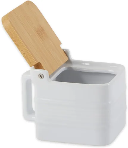 Vista 2 de RSVP International Colección de cocina de gres blanco, caja de sal, 4.5x3.25x3.5