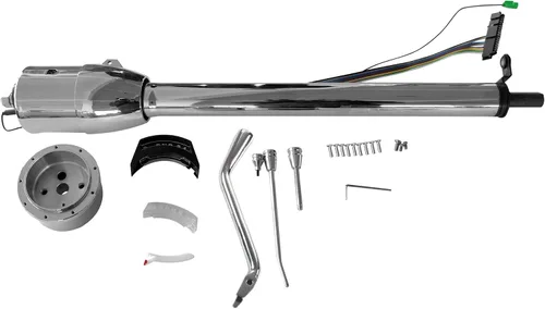 Vista 23 de Columna de dirección manual de 81 cm con inclinación, acabado de acero inoxidable pulido, con adaptador de rueda de 9 orificios, sin llave Columna