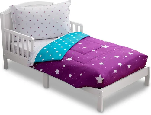 Vista 10 de Delta Children Juego de ropa de cama de 4 piezas para niñas – Edredón reversible 2 en 1 – Incluye edredón ajustable para mantener a los más pequeños