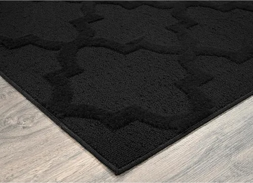 Vista 4 de Alfombra de Área Garland Rug Quatro Negra de 3' x 5' con Diseño de Enrejado Cut-Loop - Suave, Cómoda, Elegante y Económica en un Hermoso Color Negro