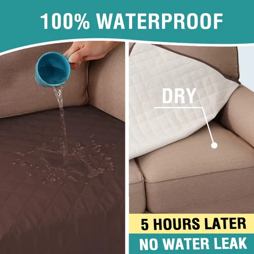 Vista 5 de Fundas de cojín 100% impermeables para sofá de cama de perro, protector de sofá seccional para mascotas, protector antideslizante de muebles