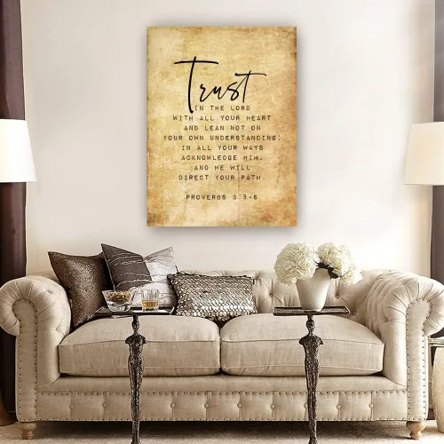 Vista 5 de Proverbios 3, 5-6, arte de pared con cita bíblica, pósteres de escritura para pintura del hogar, impresiones artísticas, fotos, decoración de Sin