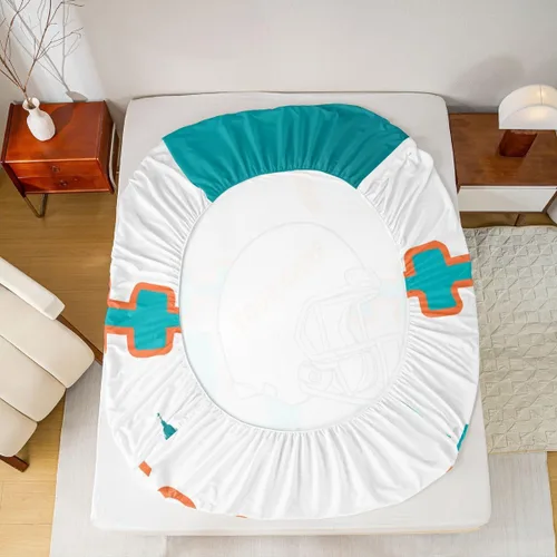 Vista 6 de Erosebridal Juego de cama matrimonial personalizado para niños, amantes del fútbol americano, sábana bajera ajustable con 2 fundas de almohada Miami