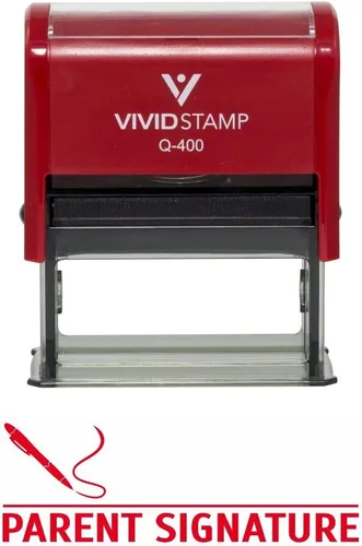 Vista 15 de Timbre de caucho de entintado automático con inscripción PARENT SIGNATURE, Negro