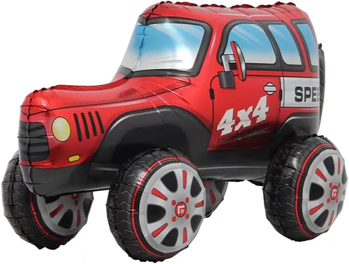 Vista 9 de 4D auto de pie vehículo SUV carreras coche policía aluminio globo decoración niño fiesta de cumpleaños decoración de fondo decoración baby shower