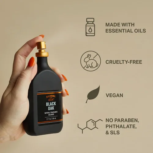 Vista 4 de Barrel & Oak Colonia para hombres, fragancias naturales a base de aceite esencial para hombre, colonia de hombre de larga duración para el día