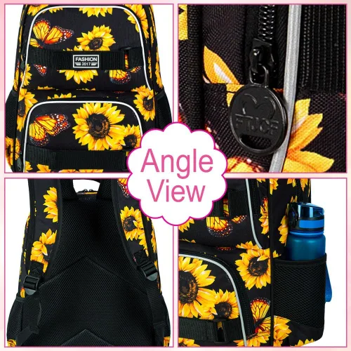 Vista 37 de Mochila para laptop, 16 pulgadas, bolsa escolar y bolsa de almuerzo, mochilas resistentes al agua para adolescentes, niñas, mujeres, estudiantes