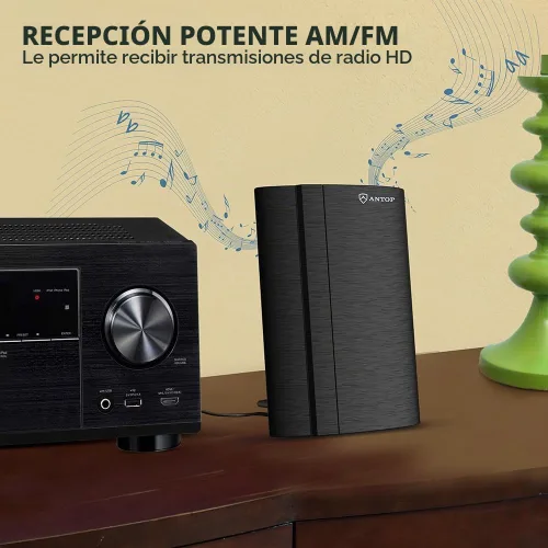 Vista 6 de Antena de radio AM/FM amplificada digital interior para radio estéreo universal Receptor de difusión RF de señal de audio