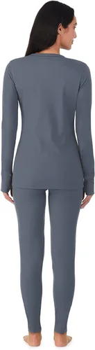 Vista 2 de Cuddl Duds Conjunto de 2 piezas de manga larga y capa base para mujer, absorbe la humedad
