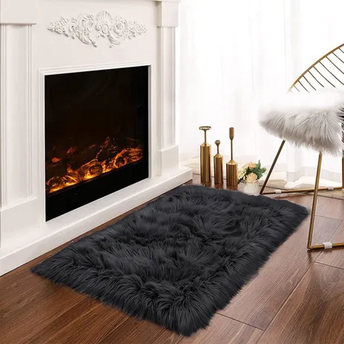 Vista 95 de Latepis - Alfombra rectangular de piel sintética tipo lana de oveja suave y esponjosa de estilo bohemio para sala de estar, dormitorio y residencias