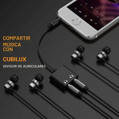 Vista 2 de Cubilux divisor de auriculares de 3,5 mm a doble conector de audio compatible con MacBook iPad iPod, Smartphone, computadora, portátil, tableta, 2