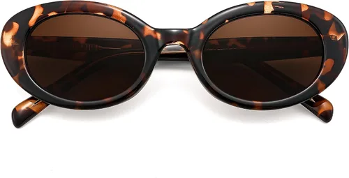 Vista 6 de FEISEDY Gafas de sol para mujer, Retro Oval Gafas de sol para hombre, Pequeño estilo de los años 90 B4128