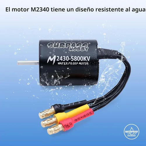 Vista 4 de SurpassHobby 2430 5800KV Motor sin escobillas de alta velocidad impermeable de eje de 2mm y para coches y camiones de control remoto 1/16 1/18