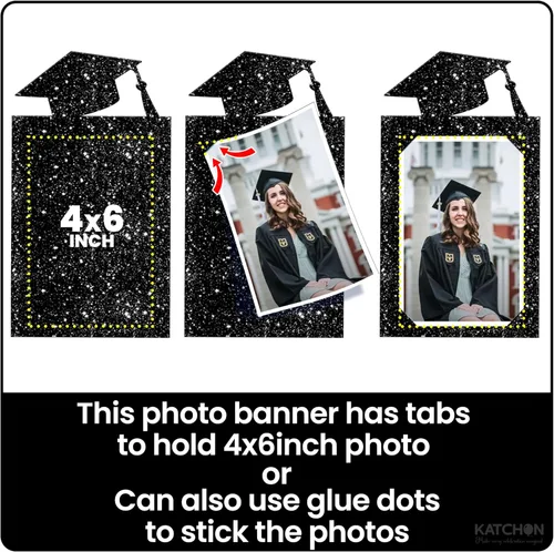 Vista 4 de KatchOn, Cartel de fotos de graduación negro 2026 – Grande, 10 pies Banner de graduación Clase de 2026 personalizado Decoraciones de graduación